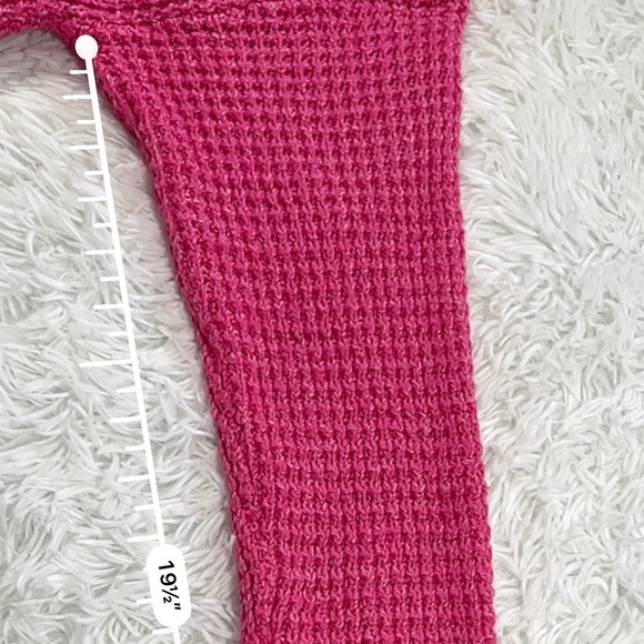 Time and Tru Womens Pink Waffle Knit Crewneck Sweater Recycled Polyester L 12-14 - Picture 10 of 10